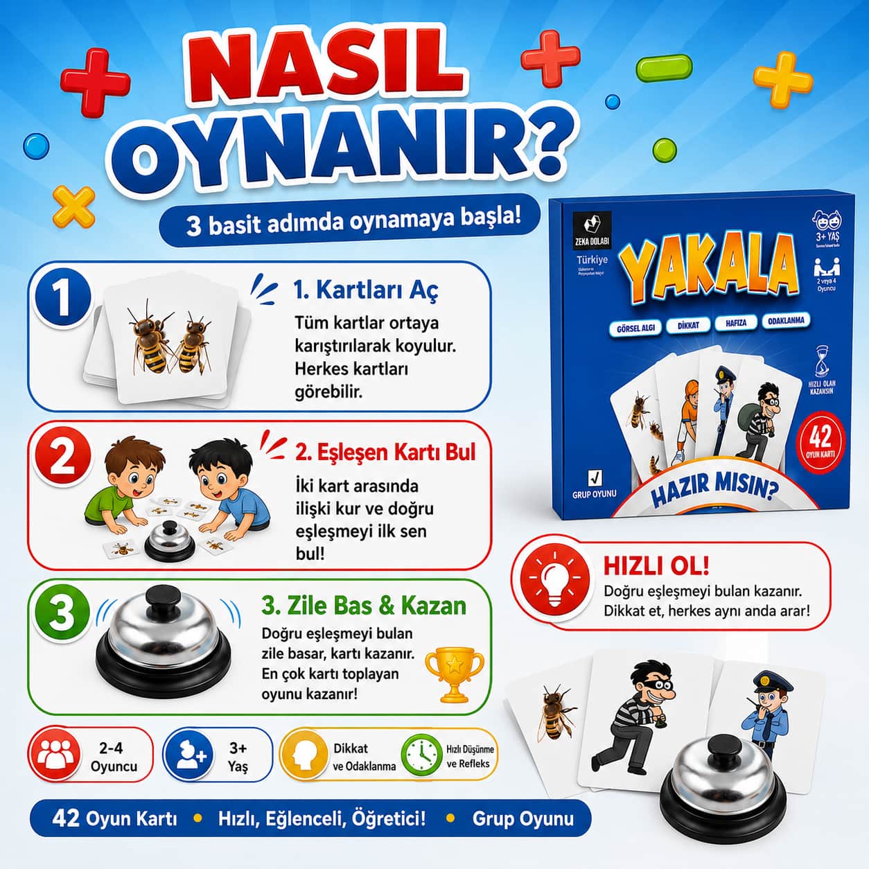 Küçük Dehalar - YAKALA - Dikkat, Hız, Hafıza Kart Oyunu
