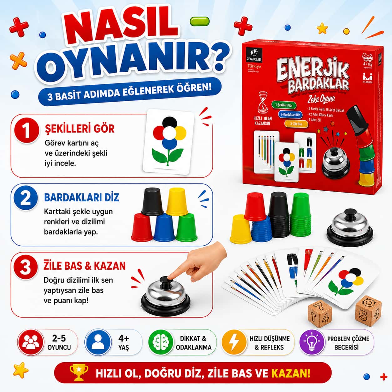Küçük Dehalar - Enerjik Bardaklar Zeka Oyunu