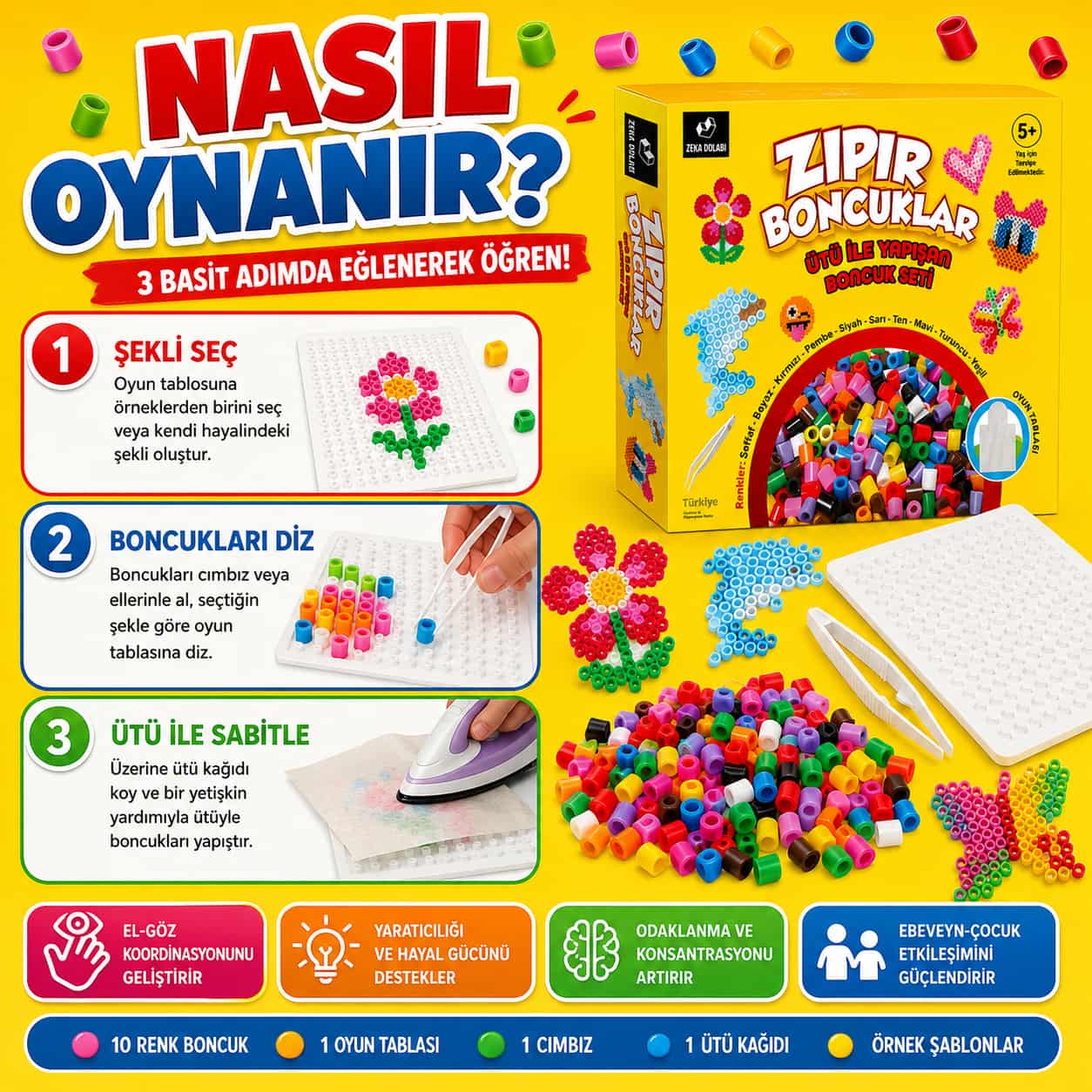 Küçük Dehalar - Boncuklarla Şekil Yapma Aktivite Seti