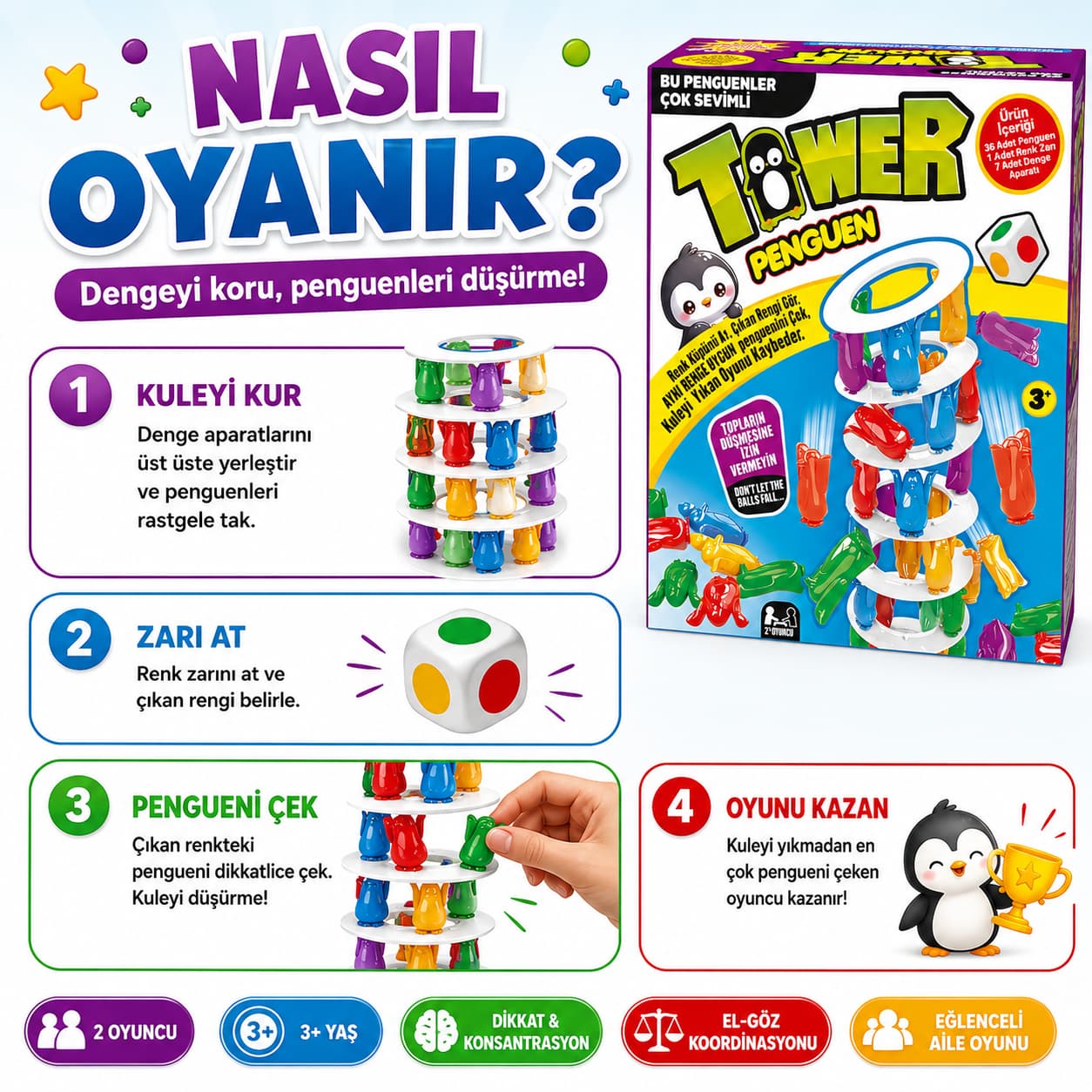 Küçük Dehalar - Penguen Tower Eğlenceli Aile Oyunu